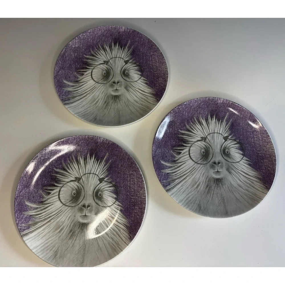 Eric & Eloise By Accent Decor porcupine Purple Dessert‎ Plates 8